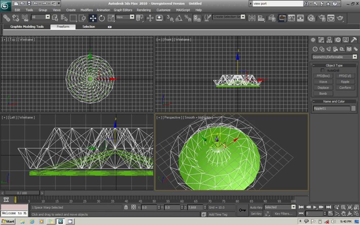 3Ds Max Tutorial - Deformable Wave Ripple - Urdu/Hindi 