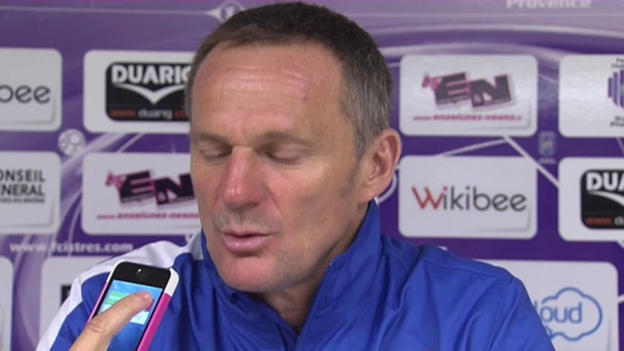 Conférence de presse FC Istres - FC Metz (1-2) : José  PASQUALETTI (FCIOP) - Albert CARTIER (FCM) - 2013/2014