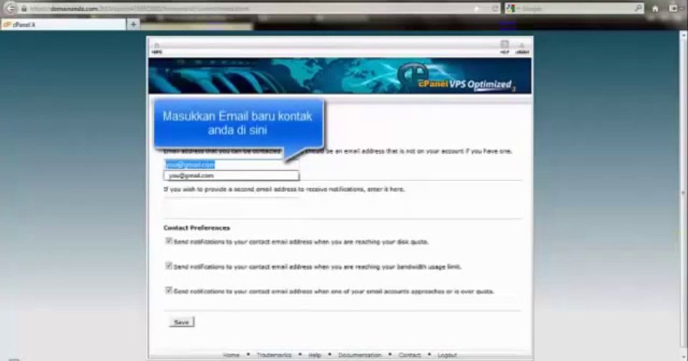 Cara Update informasi kontak di cPanel Hosting By riauhost.net