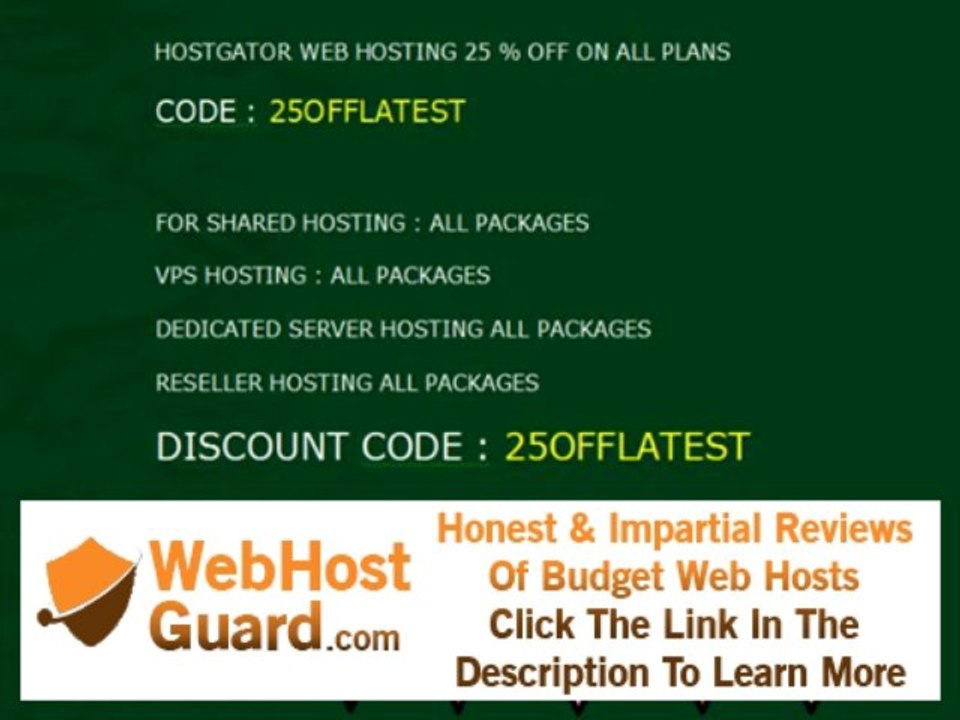 Latest Hostgator WebHosting Coupon Codes