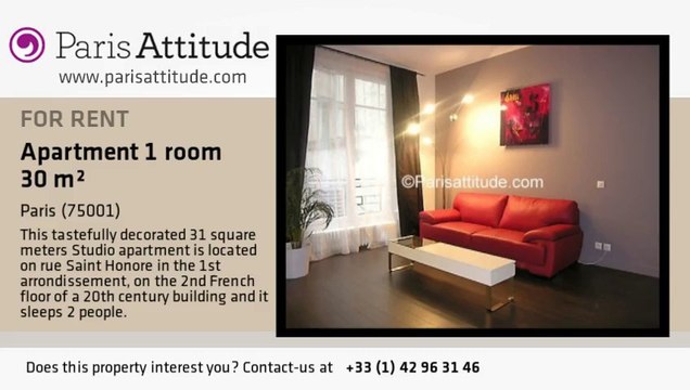 Studio Apartment for rent - Palais Royal, Paris - Ref. 2922