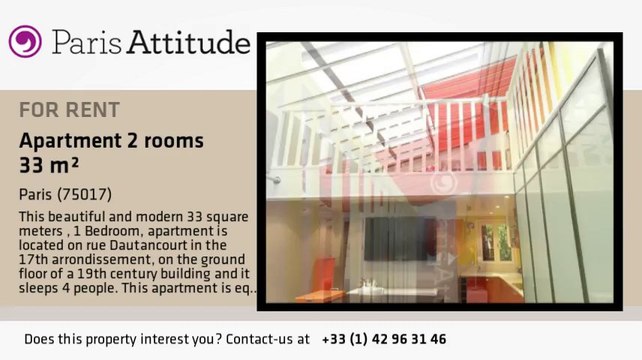 1 Bedroom Apartment for rent - Guy Moquet, Paris - Ref. 8706