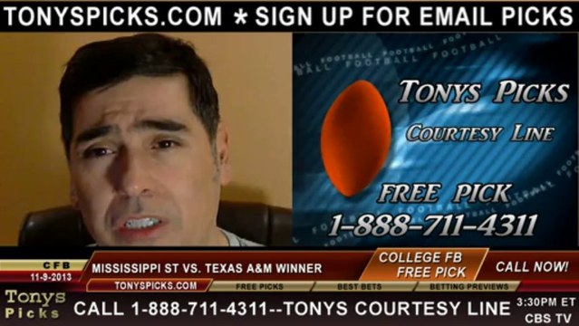 Texas A&M Aggies vs. Mississippi St Bulldogs Pick Prediction NCAA College Football Odds Preview 11-9-2013