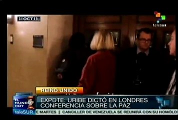 Protestas en Londres contra conferencia sobre paz de Alvaro Uribe