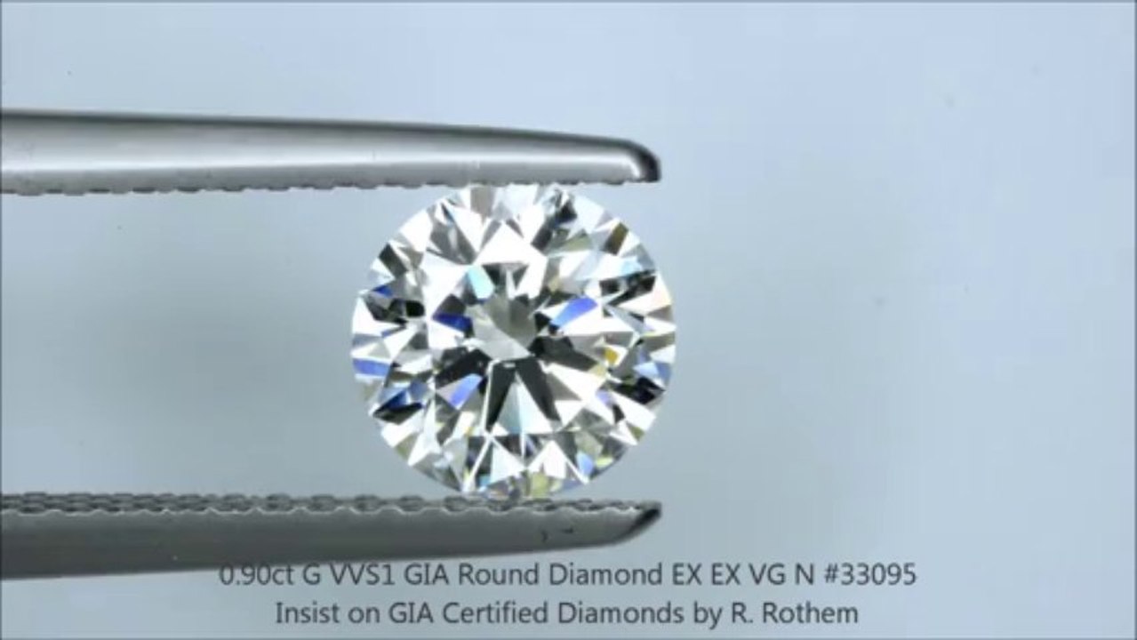 GIA Dossier G VVS1 Round Diamond 0.90 carat EX EX VG #33095 R. Rothem