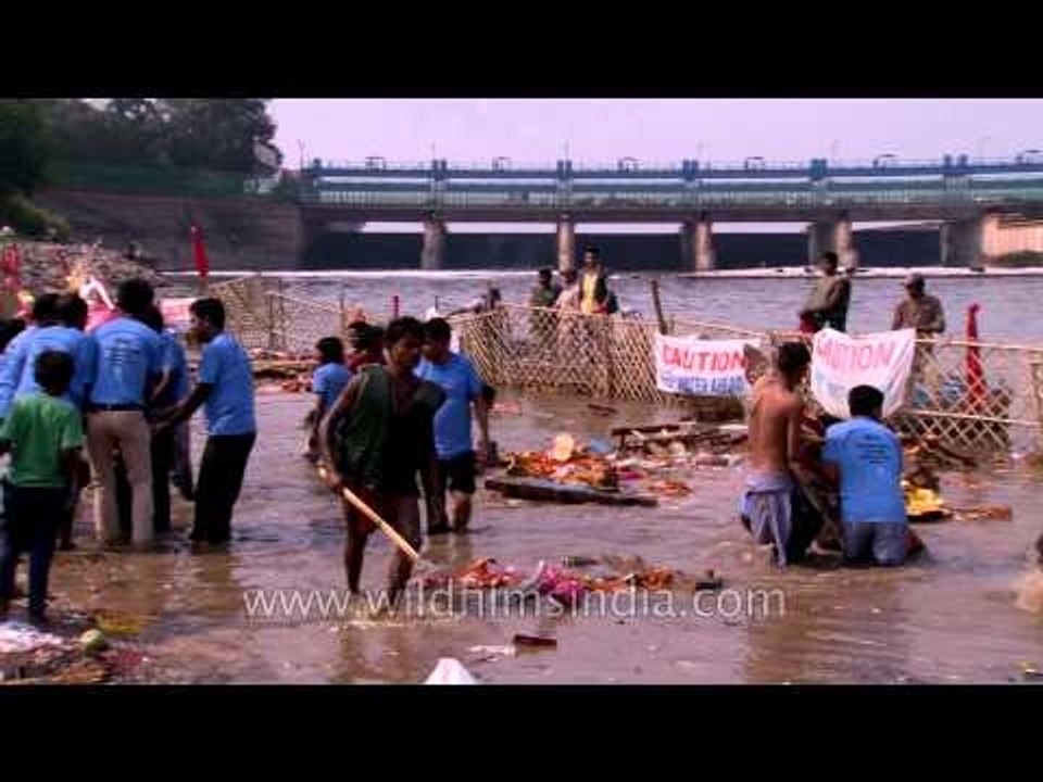 Religious fervour: Visarjan happening at Yamuna banks