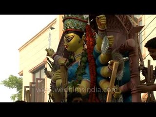 Durga Devi on a truck for Visarjan: Durga Puja in Delhi