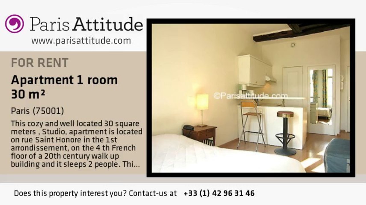 Studio Apartment for rent - Palais Royal, Paris - Ref. 6121