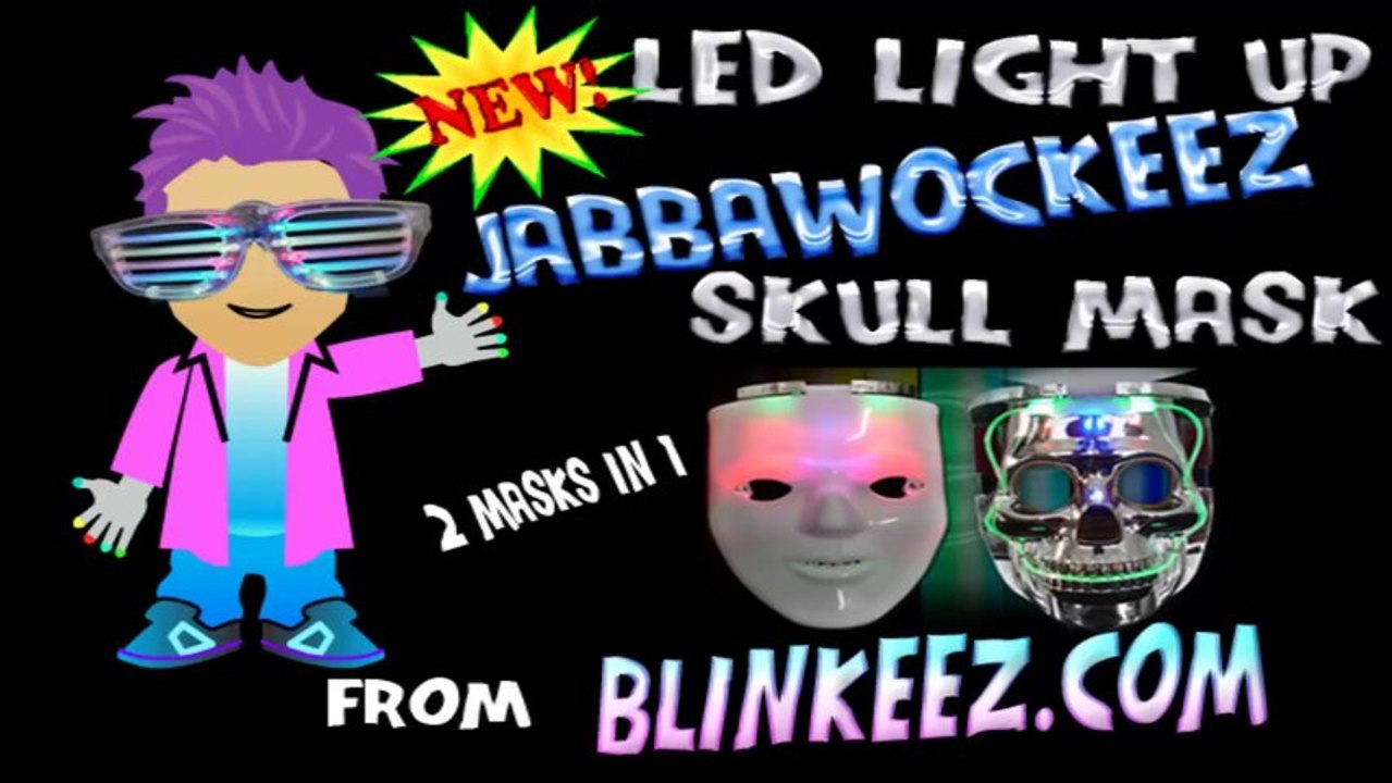 JABBAWOCKEEZ Light Up Flashing Dual LED HALLOWEEN SKULL Mask