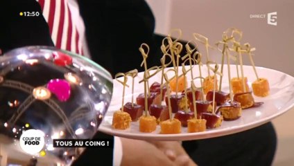 Roulés de magrets de canard fumé au cœur de coings et poudre de pain d’épices