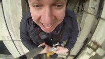 Russian Bungee Jumper Screams Like A Monkey