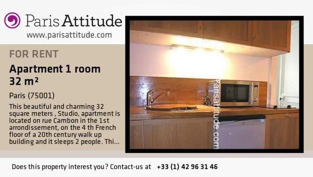 Studio Apartment for rent - Place Vendôme, Paris - Ref. 5962
