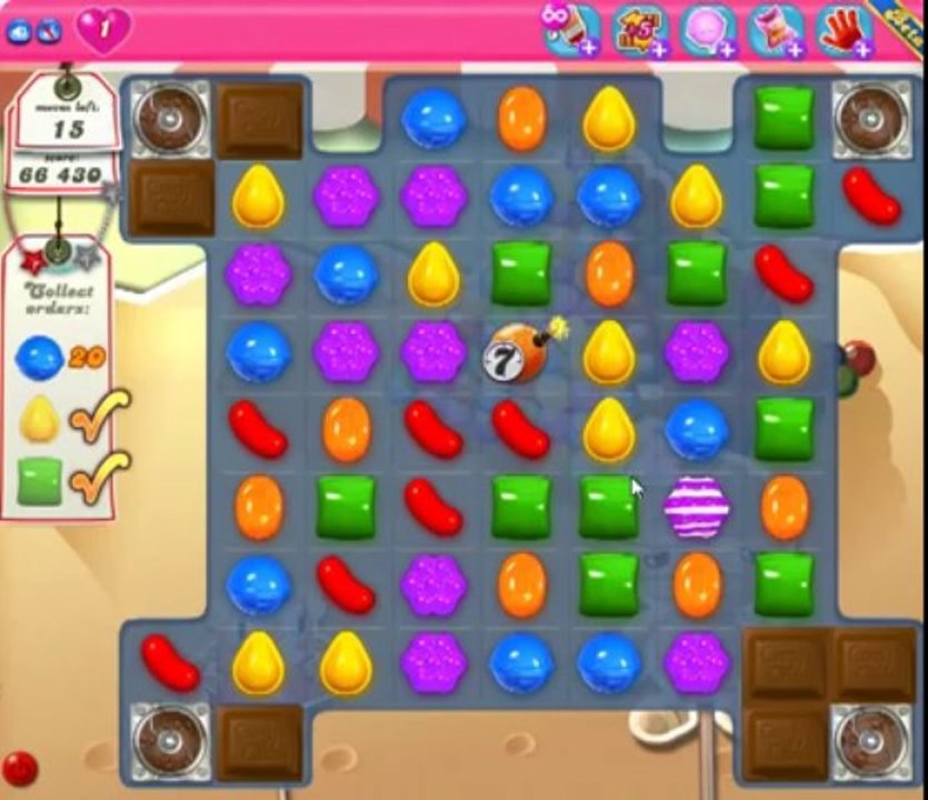 Candy Crush Saga Niveau 165 - 2 étoiles sans boosters