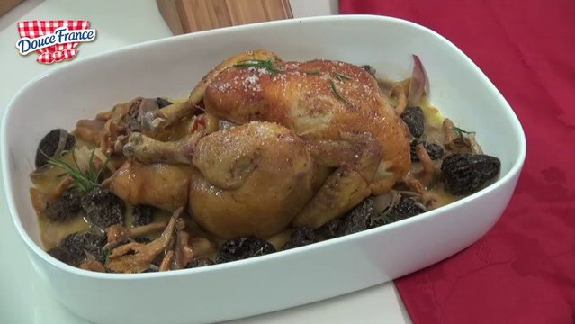 Recette de Poularde rôtie aux morilles et girolles - 750 Grammes
