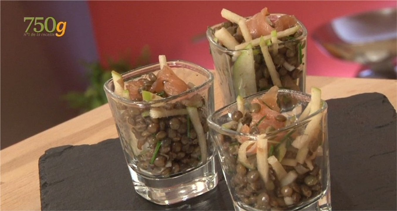 Recette de Salade de lentilles, saumon fumé et pomme Granny - 750 Grammes