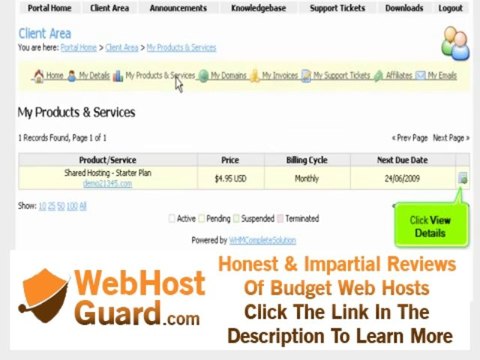 WHMCS - Reviewing your hosting packages