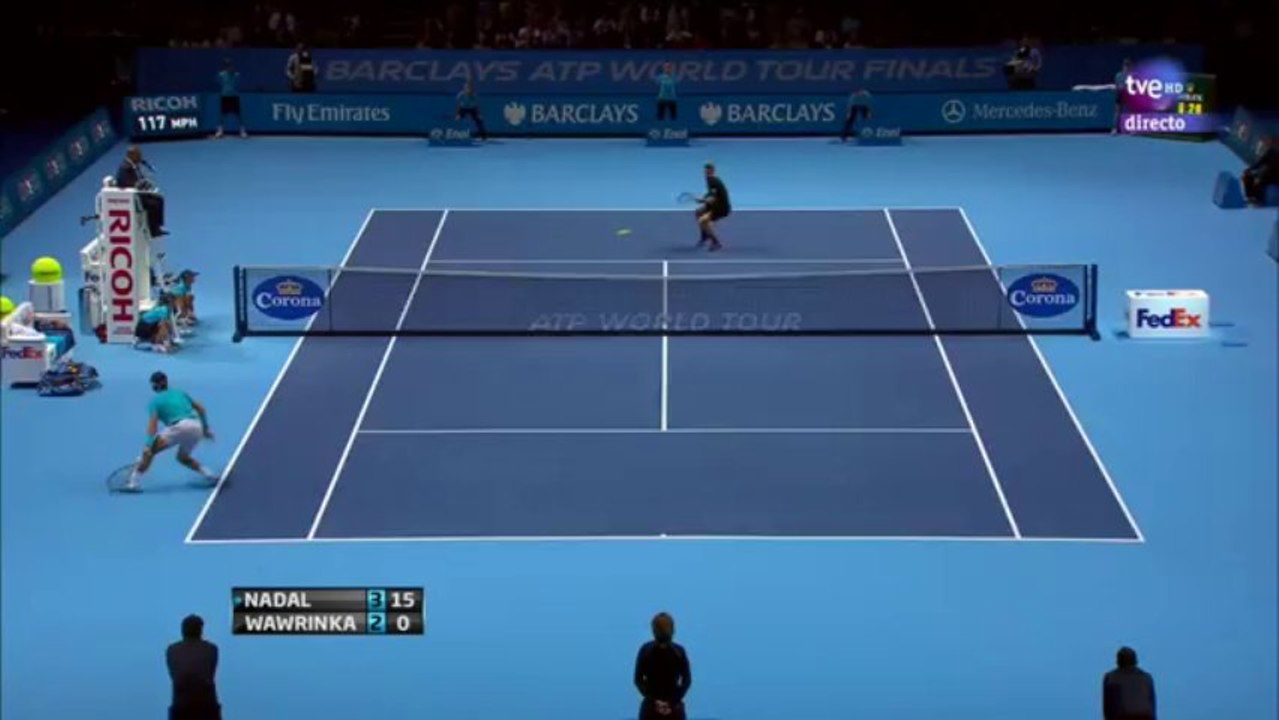 Nadal vs Wawrinka HOT SHOT ATP World Tour Finals 2013 RR2