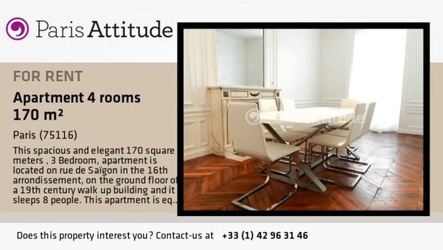 3 Bedroom Apartment for rent - Arc de Triomphe, Paris - Ref. 8604