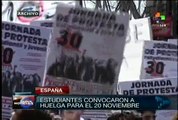 Estudiantes de España convocan a huelga para el 20 de noviembre