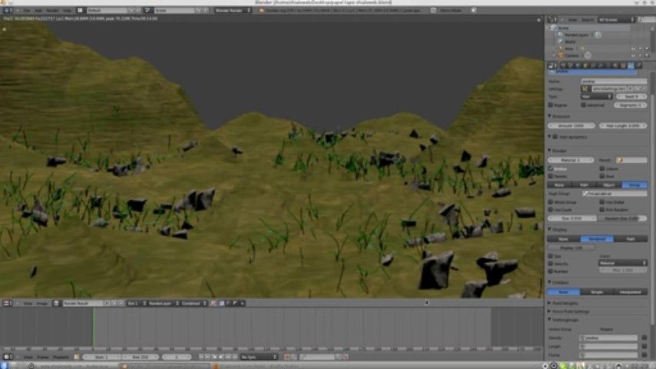 Blender Tutorial practicando paisaje arbol central