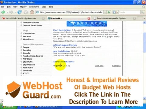 Using Fantastico in Cpanel hosting video tutorial series 21
