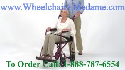 Lightweight Red Aluminum Transport Wheelchair-17 inch seat