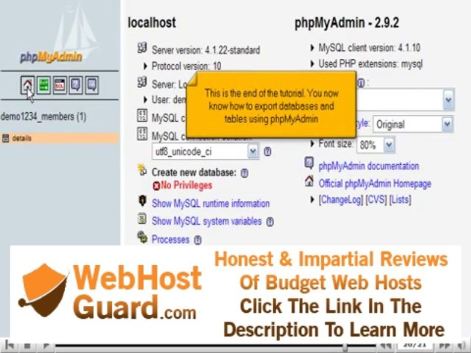 How to export databases and tables with phpMyAdmin by VodaHost web hosting