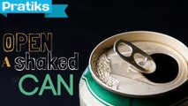 How to open a shaken can of soda