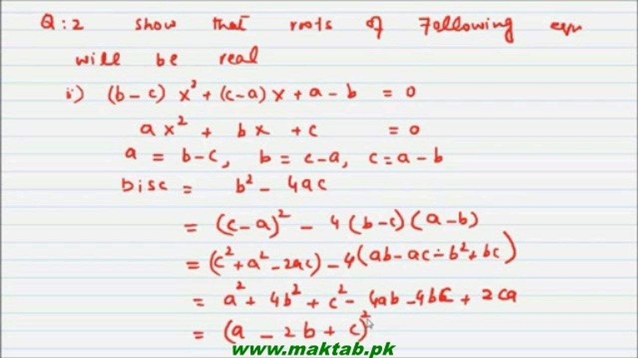 FSc Math Book1, CH 4, LEC 26: Ex 4.7