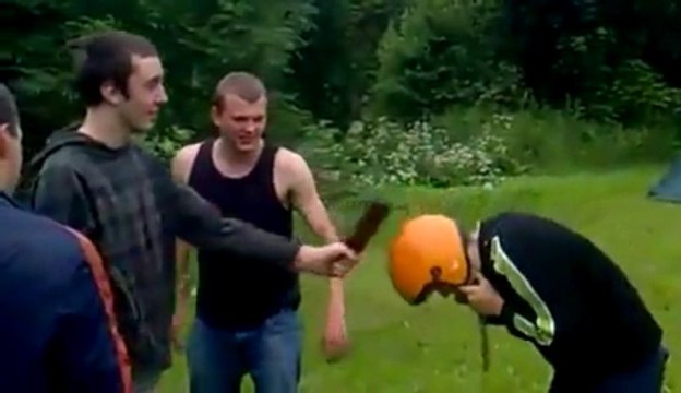 Break a bottle on a Helmet... DUMB TEENAGERS FAIL!