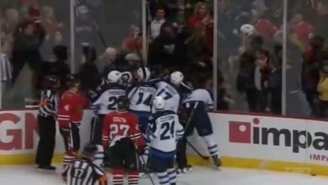 Hockey fan steals Helmet of player!! Funny!