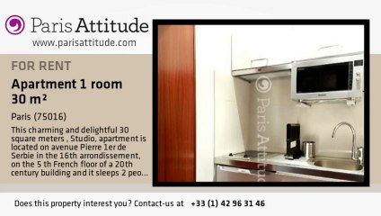 Studio Apartment for rent - Alma Marceau, Paris - Ref. 8214