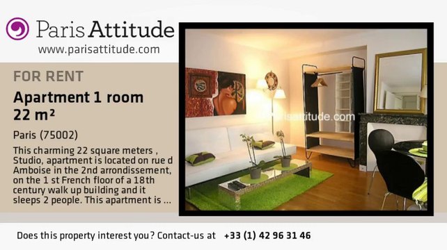 Studio Apartment for rent - Opéra, Paris - Ref. 3409