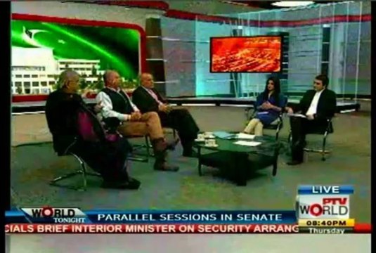 PTV world World Tonight Waqas Aziz Khan with MQM Tahir Mashadi (07 Nov 2013)