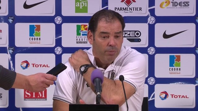 Conférence de presse Havre AC - Angers SCO (1-2) : Erick MOMBAERTS (HAC) - Stéphane MOULIN (SCO) - 2013/2014