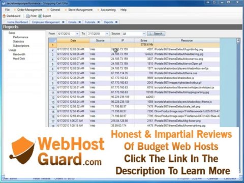 Website Bandwidth | Website Hosting Bandwidth Report - Shopping Cart Elite eCommerce Software