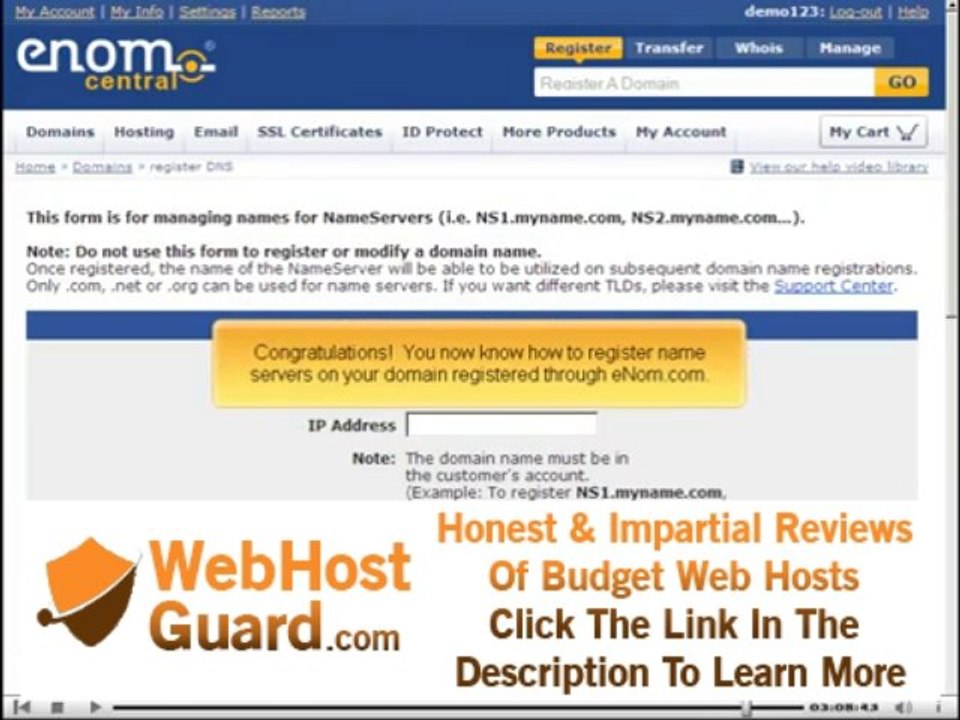 eNom com   Registering name servers - Adult-Hosting.com