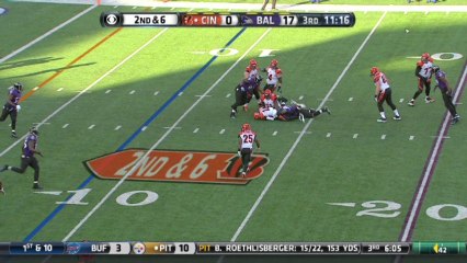 Ravens defense, sack, 5-yd loss