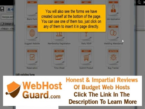 Creating form within a page in RV Sitebuilder 5 New. Web hosting Video Tutorial.