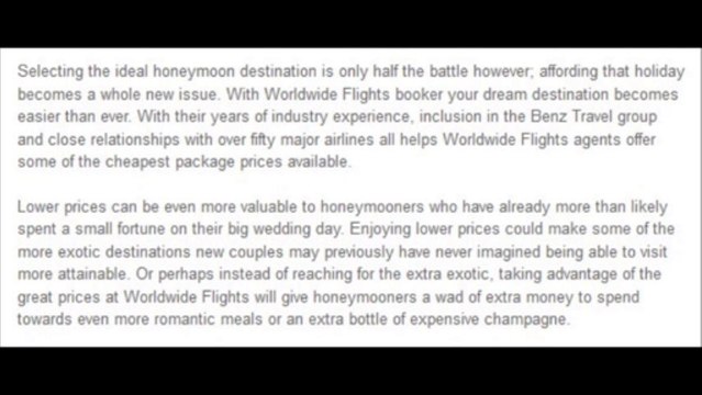 Worldwide flights - Holidays honeymoon offers