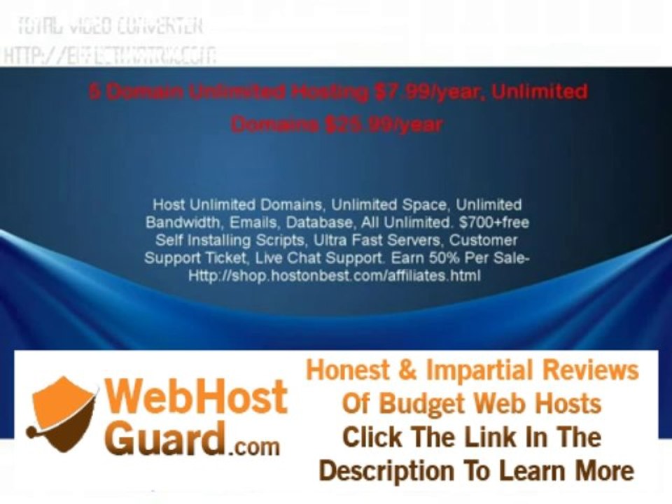 5 Domain Unlimited Hosting $7.99/year  Unlimited Domains $25.99/year