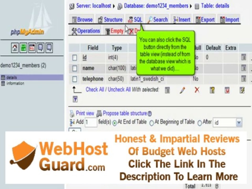 Running SQL queries on a database with phpMyAdmin | FastDot Cloud Hosting