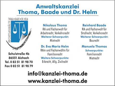 Rechtsanwälte Aichach, Anwalt Thoma, Baade, Dr. Helm & Kollegen – kanzlei-thoma.de