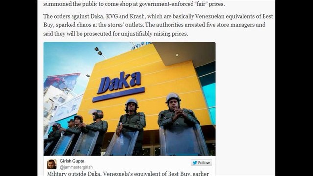 NEWS FLASH Venezuela's military seizes electronics stores, slashes prices just before elections.