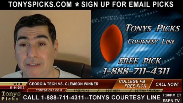 Clemson Tigers vs. Georgia Tech Yellow Jackets Pick Prediction College Football Odds Preview 11-14-2013