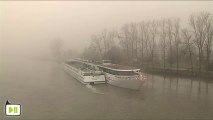 Strasbourg : un bateau croisière échoué sur le Rhin