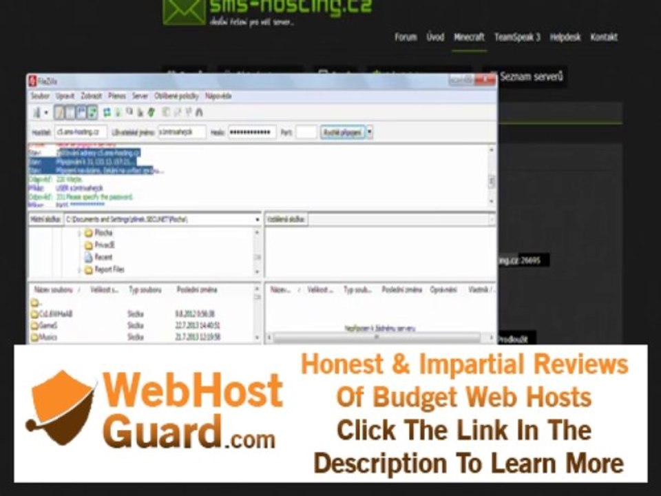 FTP   Kritická chyba   Sms hosting