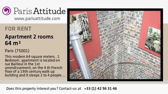 1 Bedroom Duplex for rent - Louvre, Paris - Ref. 7282