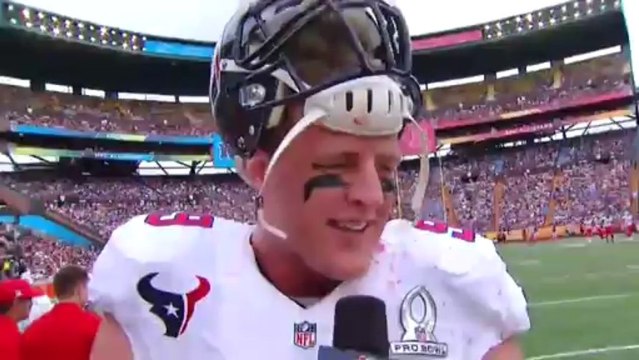 Bloodied Houston Texans defensive end J.J. Watt 'Commish, we're playing hard!' - NFL Videos