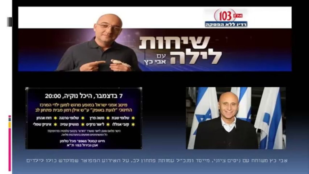 ניסים ציוני ב103 אף.אמ - אמני ישראל התגייסו למען ילדי לגעת באופק